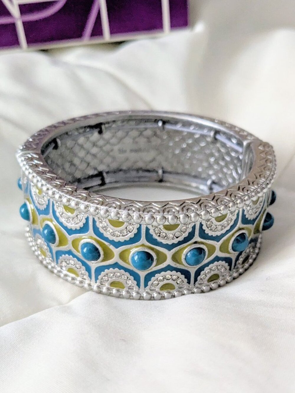 Lia Sophia Red Carpet Teal Sari Bracelet Silver Blue Green Crystal RARE NWT